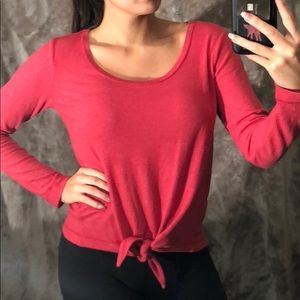 Splendid Tie Front Waffle Long Sleeve